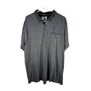 RetroFit Men's Short Sleeve Polo Shirt Pocket‎ Fun Collar Gray Black Size XXL